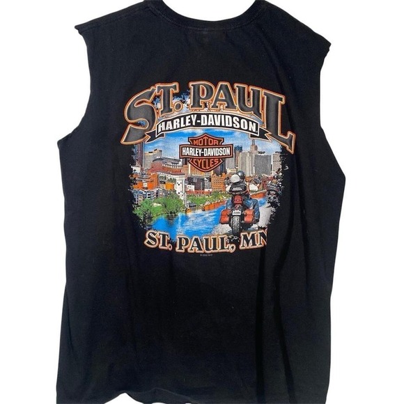 Harley Davidson Other - Harley Davidson St Paul MN Sleeveless TShirt Biker Mens Black Cut Off Muscle Tee